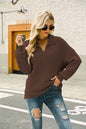 Autumn Winter Women Collared Sweater Loose-Fitting Solid Color Long Sleeves Pullover Sweater for Women