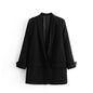 Women Clothing Early Spring One Button Cuff Curling Loose Blazer Women