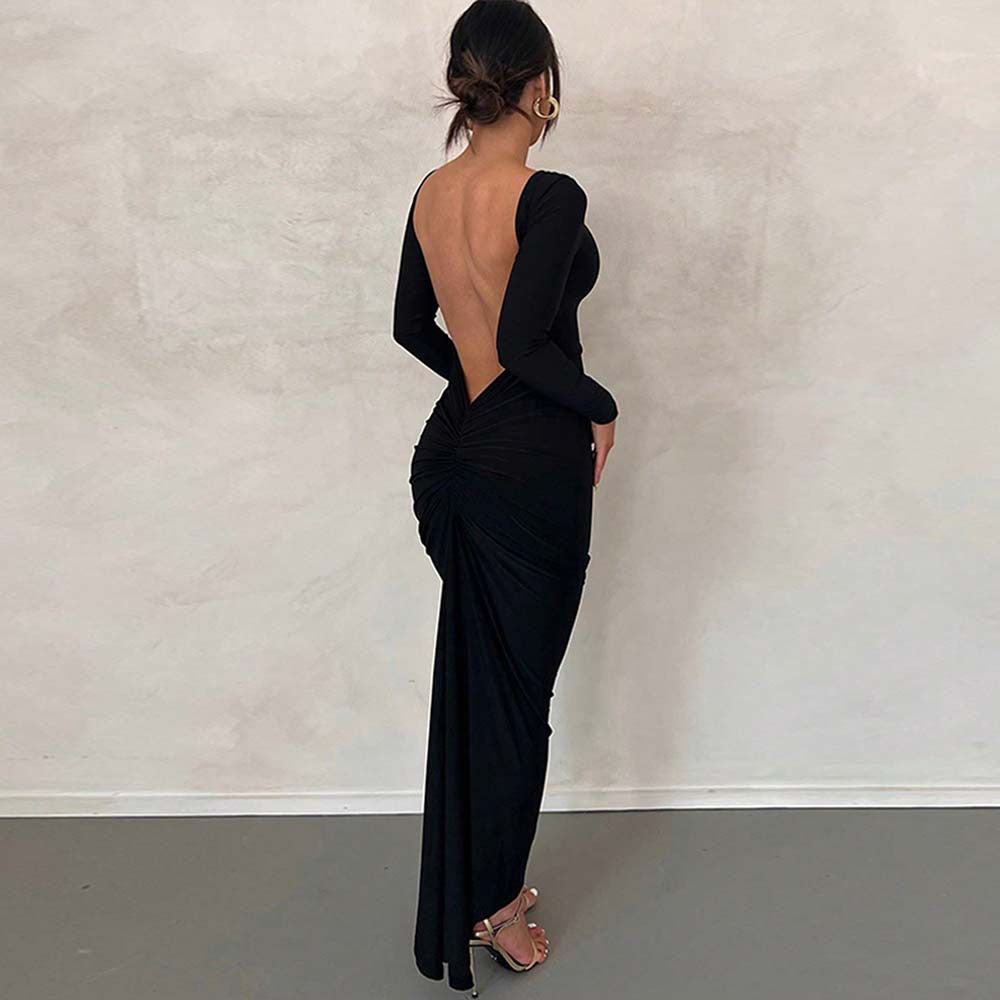 Autumn Winter Women Clothing Sexy Socialite Dress Backless Cocktail Dress