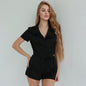 Summer Pajamas Set Short Sleeve Shorts Sporty Simplicity Outerwear Homewear Women