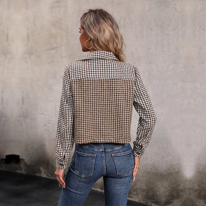 Autumn Winter Women Clothing Houndstooth Fall Winter Jacket Women