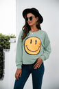 Autumn Winter round Neck Smiley Face Printing Casual Long Sleeve  Smiley Face Sweatshirt
