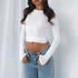 Women Clothing Solid Color Bottoming Round Neck T Shirt Sexy Slim Fit Slimming Long Sleeves Top T Shirt Autumn