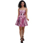 Sequin Sling Dress Bronzing Patent Leather Solid Color Sexy Pleated Dress Costumes Women