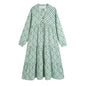 Summer Women Clothing Floral Print Lace-up Long Pullover Dress Large Swing Dress