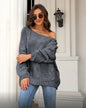 Women Autumn Winter Loose Sweater Round Neck Solid Color Pullover Sweater Women