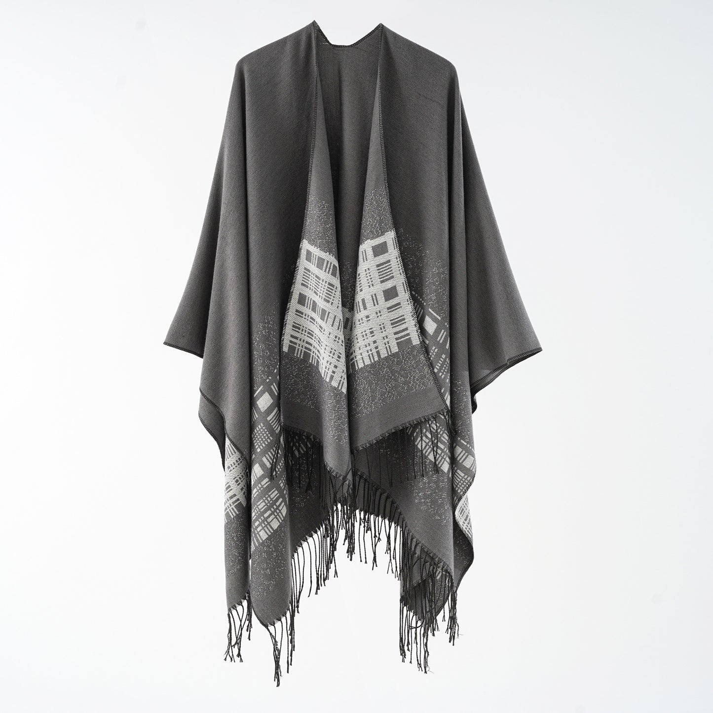 Autumn Winter Solid Color Shawl Simple Thickened Tassel Cashmere like Dual Purpose Scarf Cloak Air Conditioned Room Blanket