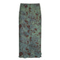 Niche Vintage Printed Contrast Color Low Waist Straight Long Skirt Autumn