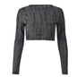 Waste Soil Wansheng Ripped Long Sleeves Cropped Slim Fit Short Autumn Top