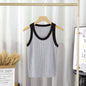 Contrast Color Thread Vest Women Autumn Clothing Slim Fit Slimming Sleeveless Bottoming Top Inner Wear Knitted Outer Wear Sling
