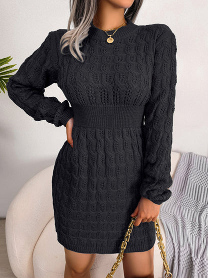 Fall Winter Casual Twist Waist Sheath Dress Base Sweater Dress Women Clothing