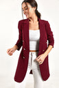 Women Clothing Business Solid Color Casual Double-Breasted Mid-Length Blazer