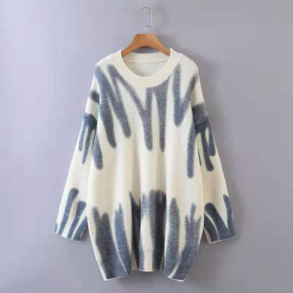 Pullover Women Autumn Winter Loose Sweater Korean Printed Sweater