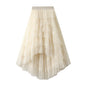 Irregular Asymmetric Tiered Dress High Waist Mesh Skirt Pettiskirt Women Gauze Skirt Fairy Dress