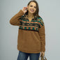 Autumn Winter Women Clothing Stand Collar Zipper Totem Stitching Double Sided Plush Pullover Women Sweatshirt