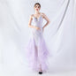 Hard Mesh Positioning Floral Sequin Stitching Mesh Dance Celebration Performance Dress