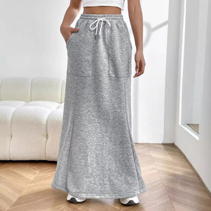 Women Clothing Simple Casual Skirt Autumn Winter Office All Matching Mid Length A line Skirt