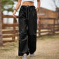 Retro Street Loose Lace up Overalls Ankle Tied Trousers Casual Pants Women