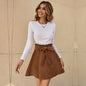 Women Clothing Casual Waist Tight Belt A line Sweet Skirt Corduroy High Waist Skirt