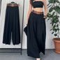 Women Clothing Back Waist Elastic High Waist Wide Leg Pants Women Casual Without Belt Pants