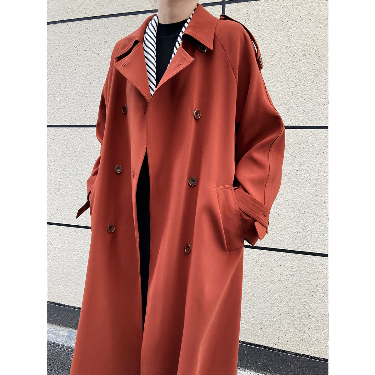 Main Promotion Autumn Draping British Loose Mid-Length over the Knee Trench Coat Female