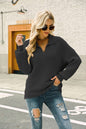 Autumn Winter Women Collared Sweater Loose-Fitting Solid Color Long Sleeves Pullover Sweater for Women