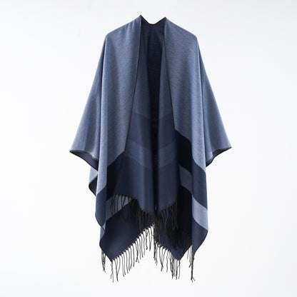 Street Ladies Large Scarf Autumn Winter All Match Air Conditioned Room Keeping Warm Dual Purpose Tassel Shawl Cape