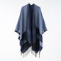 Street Ladies Large Scarf Autumn Winter All Match Air Conditioned Room Keeping Warm Dual Purpose Tassel Shawl Cape