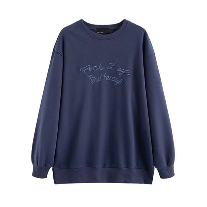 Autumn Casual Urban Casual Fleece  Women Pullover round Neck Loose Women Sweater Sweatshirt