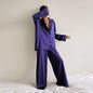 Spring Summer Blue Thin Women Home Silk-like Solid Color Pajamas Ice Silk Loose Can Be Worn outside