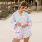 Fashion Floral Print Pajamas Suit Summer Thin 3/4 Sleeve Fashion Casual Outdoor Women Home Clothes