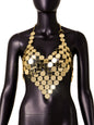 Solid Color Sequ Acrylic Metal Chain Stitching Halter Chest Wrap Vest