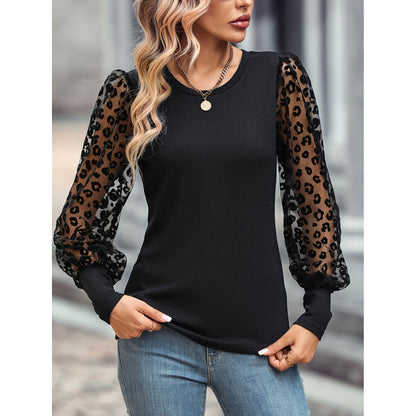 Fashionable T shirt Women Spring Slim Fit Slimming Color Matching Long Sleeve Top