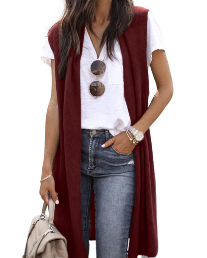 Solid Color Casual Mid-Length Vest Six Colors Size