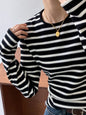 Spring Striped Long Sleeved  shirt Women Slim Fit Slimming Inner Bottoming Shirt Top