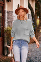 Winter Batwing Sleeve Small Turtleneck Sweater Solid Color Pocket Pullover Sweater Women