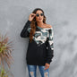 Autumn Winter Camouflage Printed Casual Top Plush round Neck Long Sleeve Sweater