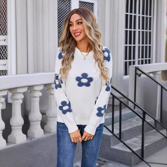 Autumn Winter Women Sweater Women Floral Personality Sweater