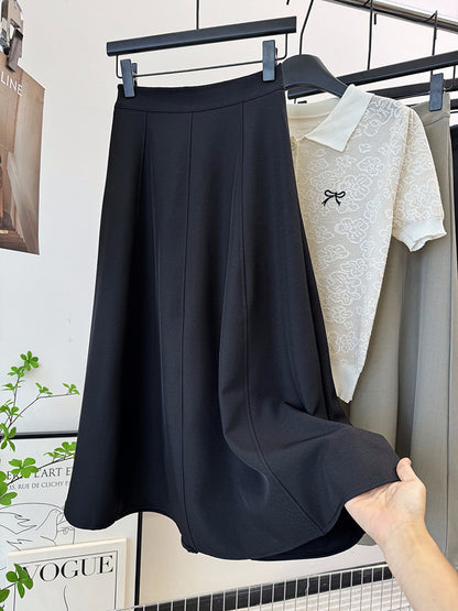 Professional Simple Skirt Women High Waist Fall A Line Skirt Umbrella Skirt Skirt Mid Length Expansion Skirt