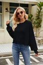 Women Clothing Autumn Winter Loose Cropped Pullover Sweater Long Sleeve round Neck Sweater