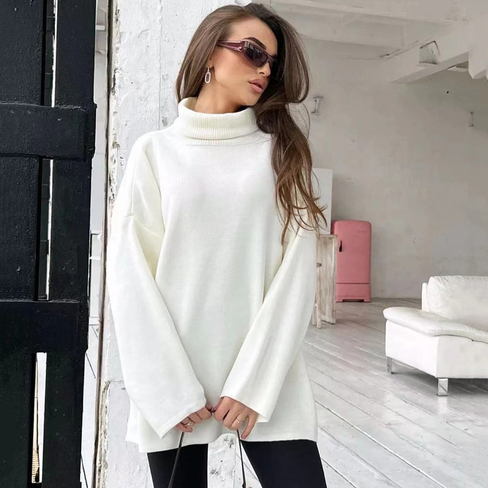 Autumn Winter Sweater High Collar Loose Basic Women Sweater