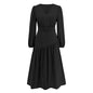 Women Clothing Autumn Winter V Neck Solid Color Tied Dress Solid Color Slim Fit Maxi Dress