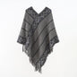 Retro Ethnic Shawl Women Pullover Cape Travel Wear Outer Wear Tassel Cape Knitted Coat