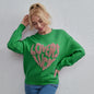 Autumn Winter Sweet Love Contrast Color Sweater Street Casual Loose Knitted Sweater for Women