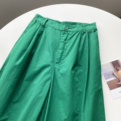 Cropped Casual Pants Korean High Waist Elastic Banana Pants Women Spring Thin Slimming Harem Pants