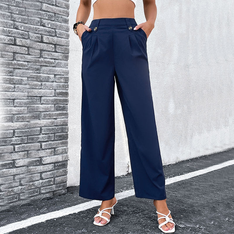 Summer Women Clothing Solid Color Slim Straight Casual Pants