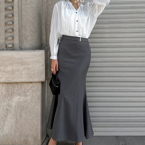 Office High Waist Brown Skirt Autumn Long Skirt Women