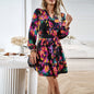 Printed Long Sleeved Shirt Dress Women Autumn Winter Elegant