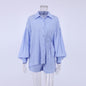 Summer French White Jacquard Cotton Puff Sleeve Casual Shorts Suit Ladies Homewear Cool Pajamas