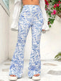 Plus Size Women Pants Hip Wrapped Pattern Women Printed Wear Bootcut Trousers Flared Pants